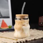 Drinking Glass Cup with Glass Straw and Wooden Lid - Image 2