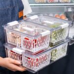 Vegetable Fruit Storage Containers, Refrigerator Storage Containers, Fresh Products Saver with Lids and Vents,Stackable Salad Lettuce Keeper for Refrigerator,BPA-free Stay Fresh Containers Bin - Image 7