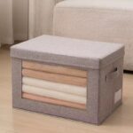 Frame Storage Box, Clothes Storage Bins Foldable Closet Organizers Storage Containers with Reinforced handle, Clear Window for Organizing Bedroom, Closet, Clothing, Comforter, Grey - Image 2