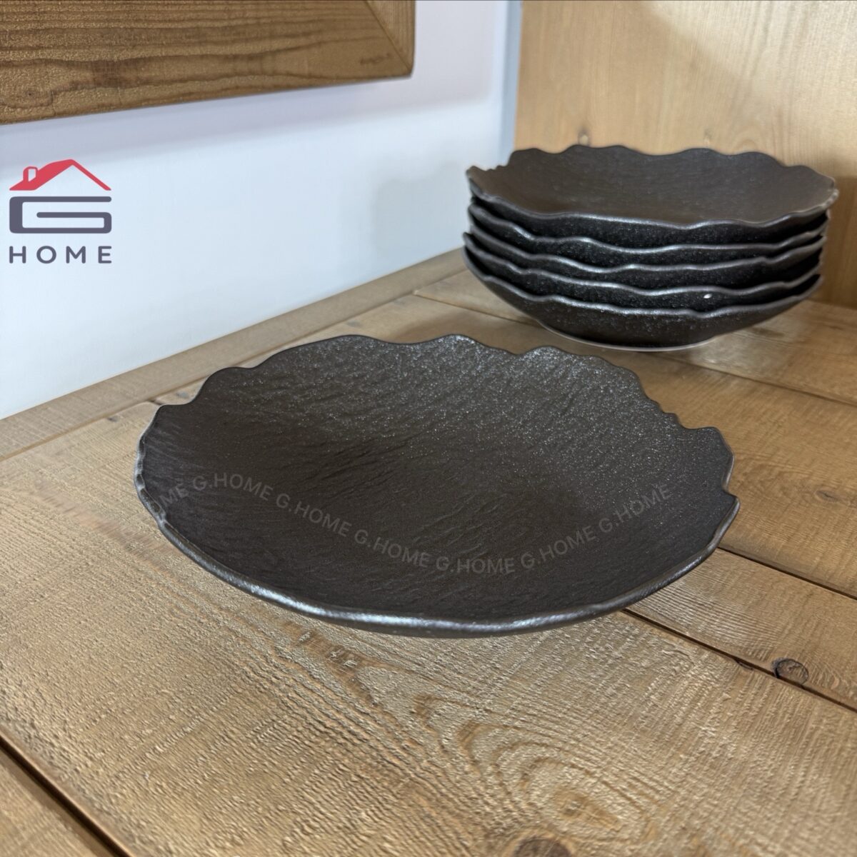 Rock Glazed Porcelain Deep Plate - 22.5 cm - 6 Pcs - Image 1