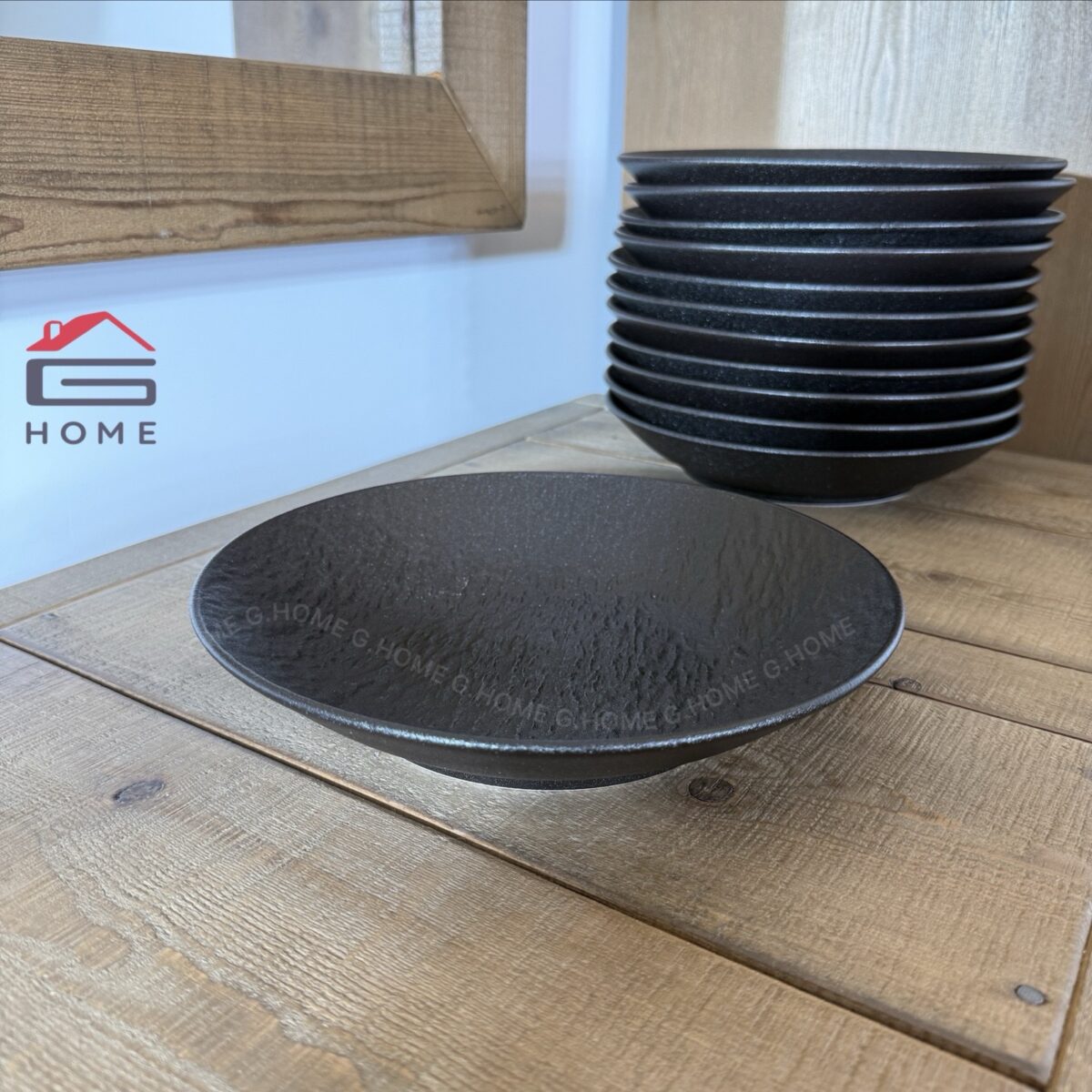 Rock Glazed Porcelain Deep Plate - 25 cm - 6 Pcs - Image 1