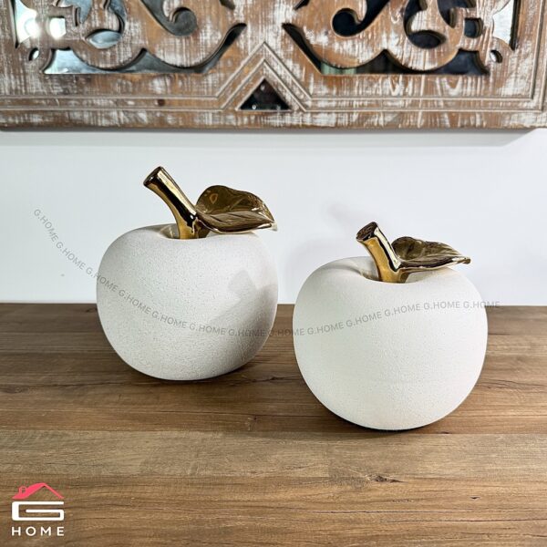 Ceramic Apple 2 Piece Set - Gold/offwhite