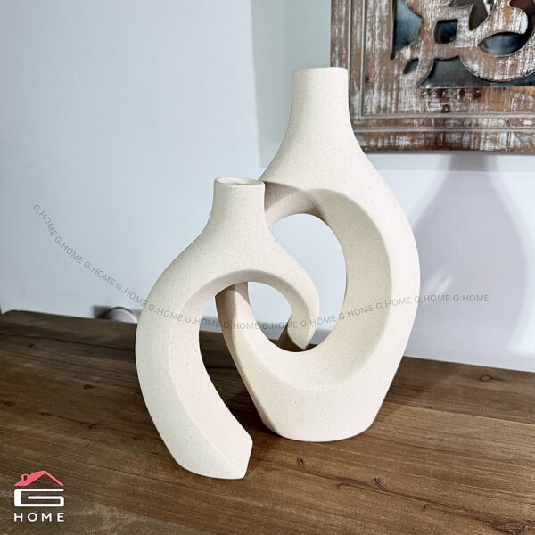 Porcelain Two Piece Interlocked Vase Set