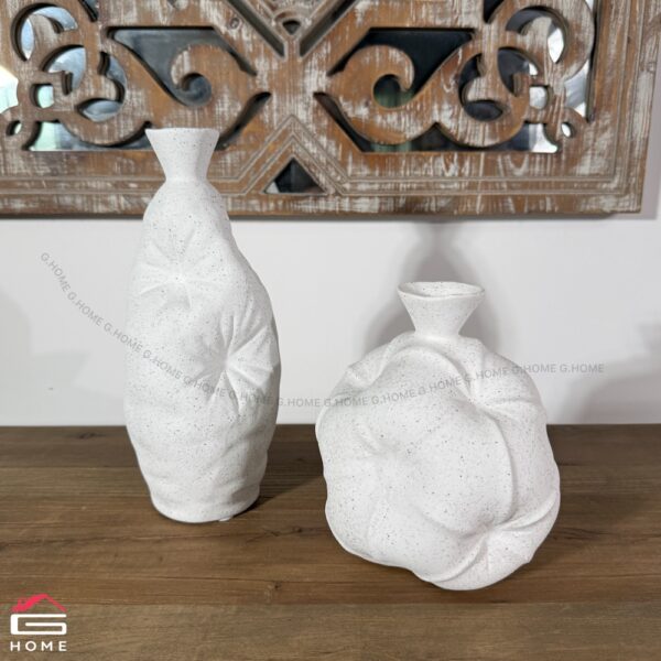 Two Piece Porcelain Vase Set - White