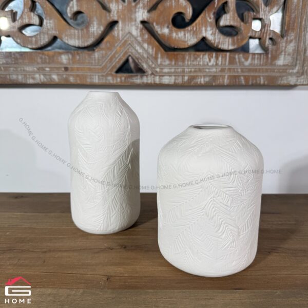 Two Piece Porcelain Vase Set - White