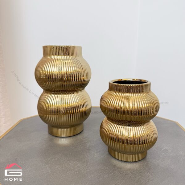 Ribbed Porcelain Two Piece Vase Set