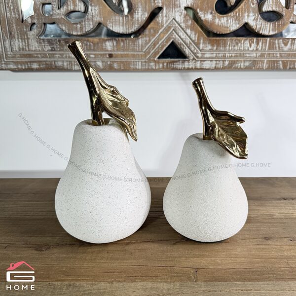 Ceramic Pear 2 Piece Set - Gold/offwhite
