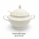 Porcelain Soup Tureen with Lid and Spoon - Image 2