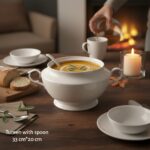 Porcelain Soup Tureen with Lid and Spoon