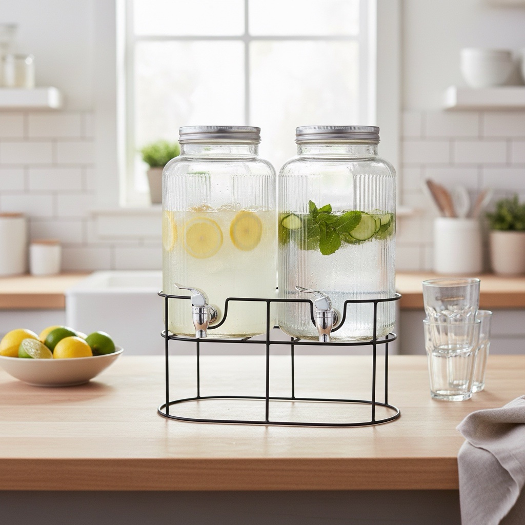 img_0819 Double Glass Juice Dispenser - 2*5.5 Liter - Image 1