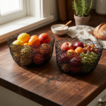 Round Metal Fruit Basket - 2 Piece Set - Image 3