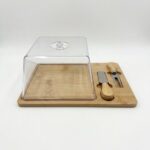 Cheese Serving Bamboo Tray with Acrylic Cover - Image 2