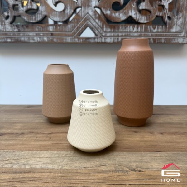 Three Piece Ceramic Vase Set - 22/16/12 cm