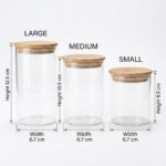 Round Borosilicate Glass Spice Storage Jar with Bamboo Wooden Lid and Silicone Ring 1 Piece - Image 2
