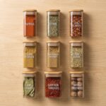 Square Borosilicate Glass Spice Storage Jar with Bamboo Wooden Lid and Silicone Ring 1 Piece