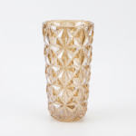 Diamond Cut Glass Vase - Amber - 28 cm - Image 2