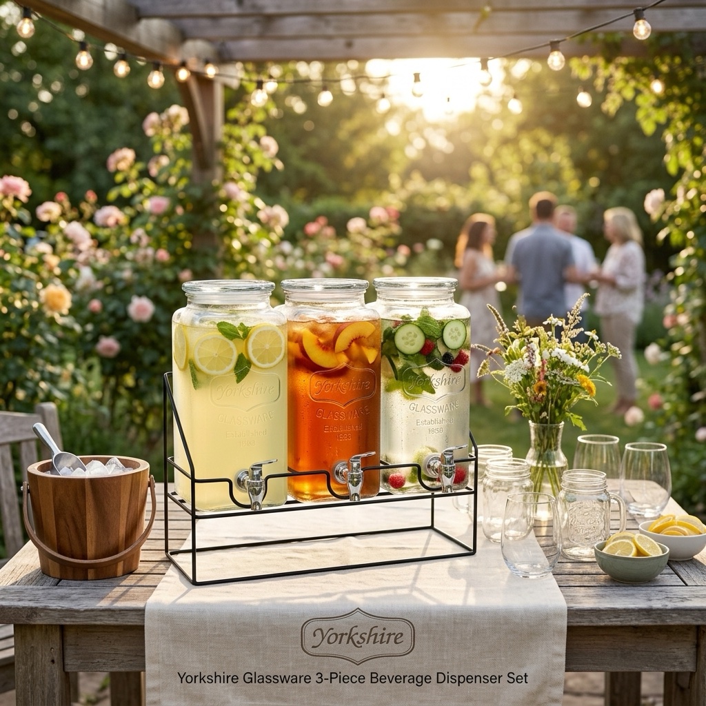 img_4017 Juice Dispenser - Beverage Dispenser - 3*2.2 Liter - Glass Juice Dispenser - Image 1