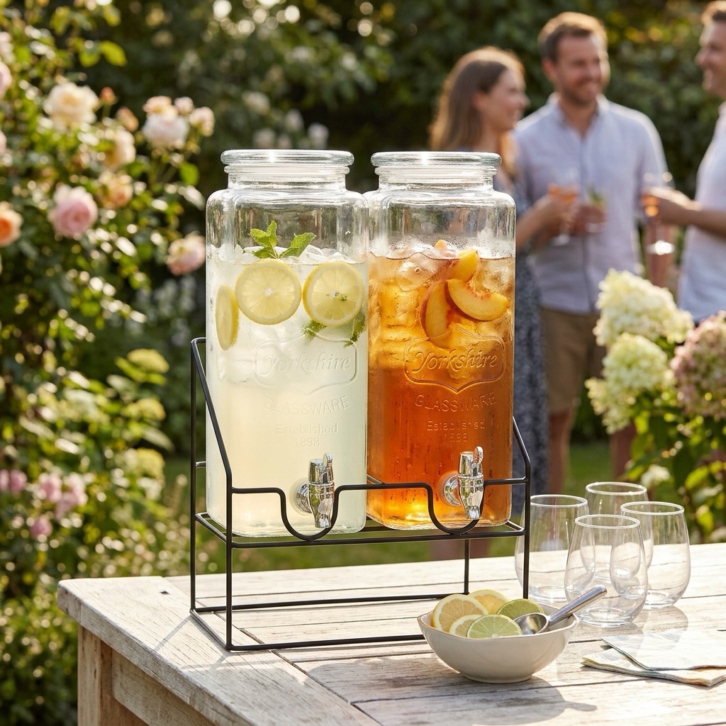 img_4019 Glass Juice Dispenser - Beverage Dispenser - 2*2.2 Liter - Image 1