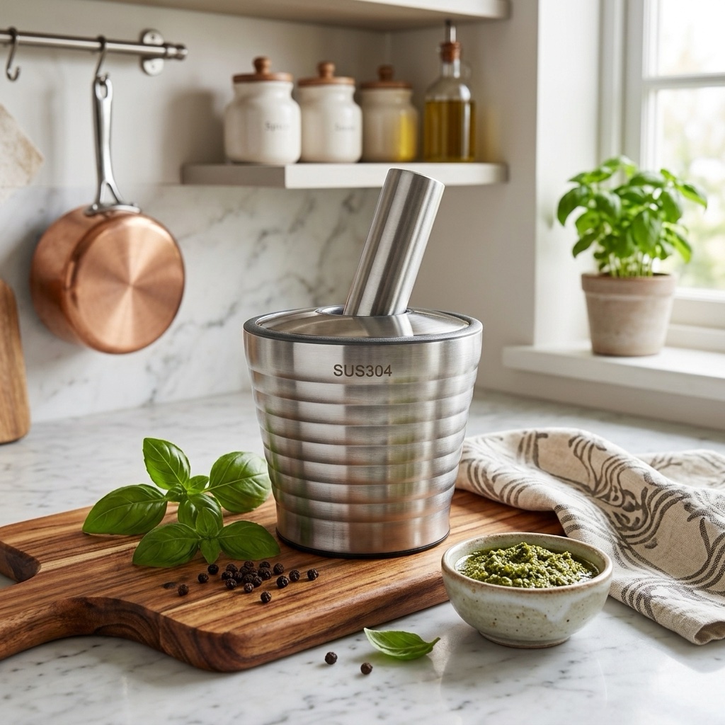 img_4056 Stainless Steel Mortar & Pestle - Image 1