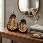 Decorative Ceramic Golden Pear Set | 2 Pieces