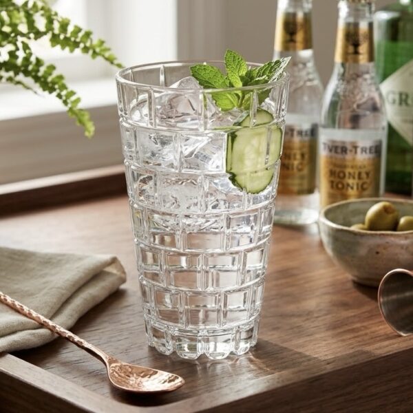 Pyramid Crystal Cut Glass Long Drink Cup - 12 Pcs