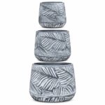 Round Petal Stamped Plastic Planter Box | Gray | 3 Sizes - Image 2