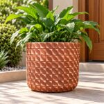 Round Stamped Plastic Planter Box | 28x31 cm