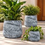 Round Petal Stamped Plastic Planter Box | Gray | 3 Sizes
