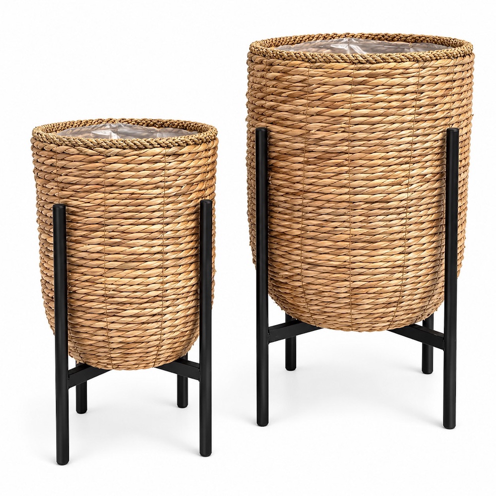 20261014-239d2b91-2450-4a76-8e57-ad7acdce4846 Elevated Woven Planters with Metal Stands | Set of 2 - Image 1